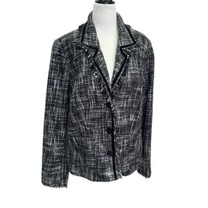 Encore Black Tweed Three Button Blazer Jacket Size 14